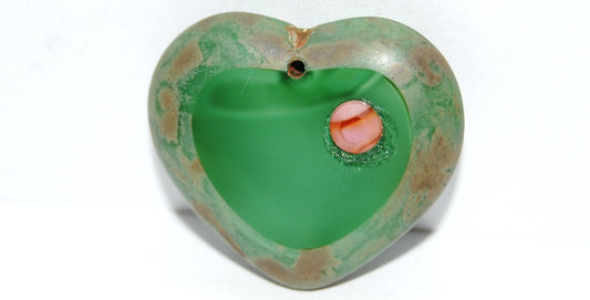 Table Cut Heart Beads Pendant, (P 56100 43400), Glass, Czech Republic