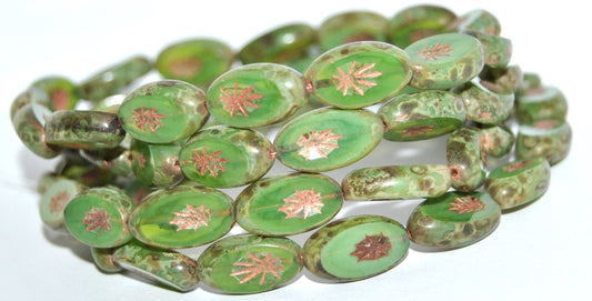 Table Cut Oval Beads With Rays, (5202043 55307), Glass, Czech Republic