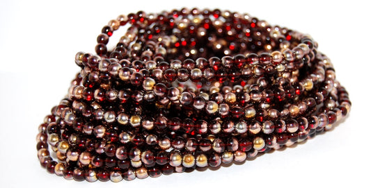Round Pressed Glass Beads Druck, Transparent Red 27101 (90110 27101), Glass, Czech Republic