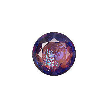 Round Faceted Pointed Back (Doublets) Crystal Glass Stone, Violet 11 Mexico Opals (Mex-19), Czech Republic