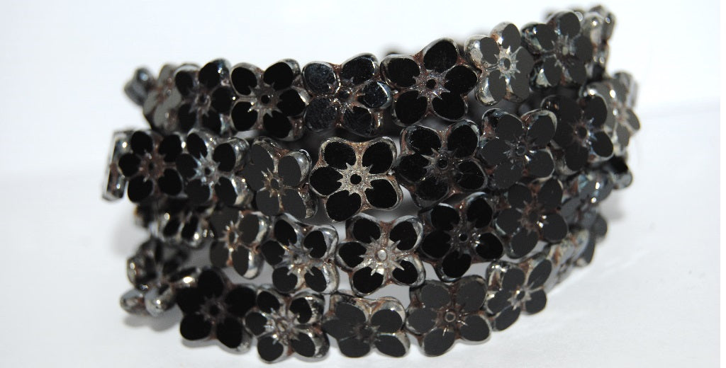 Table Cut Flower Beads Linum, Black 43400 (23980 43400), Glass, Czech Republic