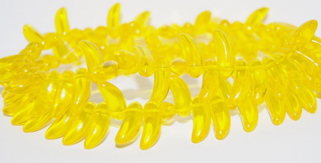 Bananas Czech Glass Thorn Beads, Transparent Yellow (80020), Glass, Czech Republic