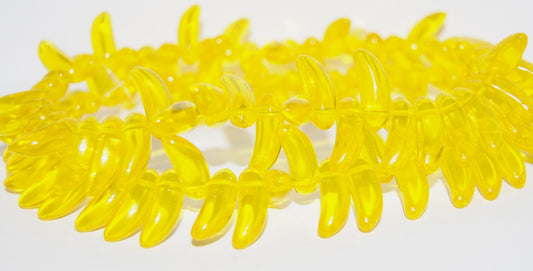 Bananas Czech Glass Thorn Beads, Transparent Yellow (80020), Glass, Czech Republic