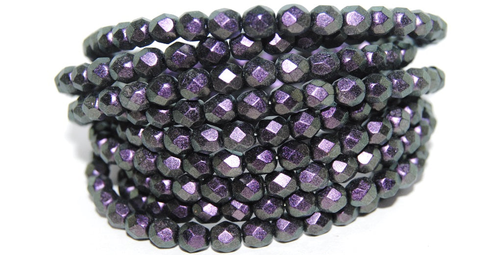 Fire Polished Round Faceted Beads, Black 94101 (23980 94101), Glass, Czech Republic