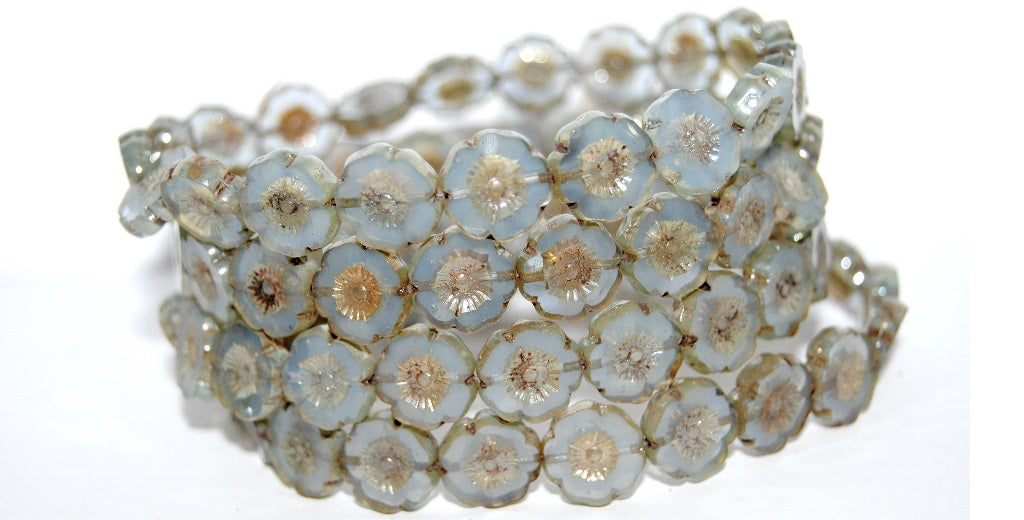 Table Cut Round Beads Hawaii Flowers, (42000 43400), Glass, Czech Republic