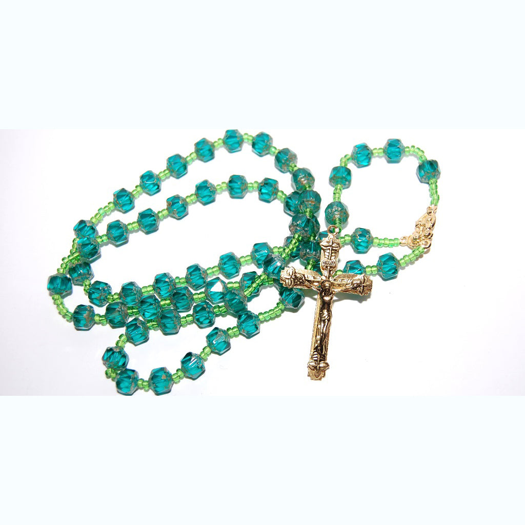 Rosaries With Czech Glass Beads And Methal Cross, 8 mm (R260810-A)