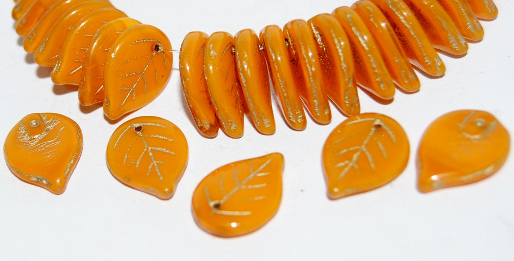 Leaf Pressed Glass Beads, (81260 54202), Glass, Czech Republic