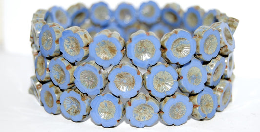 Table Cut Round Beads Hawaii Flowers, (33110 43400), Glass, Czech Republic