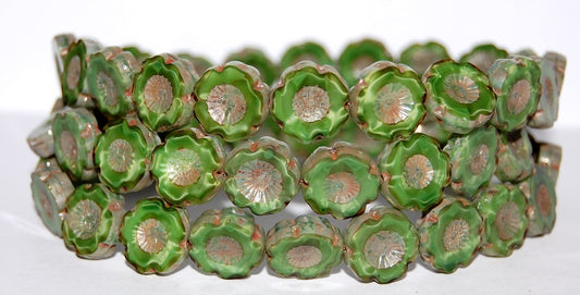 Table Cut Round Beads Hawaii Flowers, (56027 43400), Glass, Czech Republic