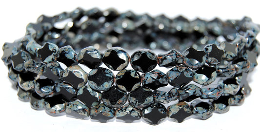 Table Cut Oval Beads, Black 43400 (23980 43400), Glass, Czech Republic