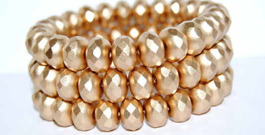 Faceted Special Cut Rondelle Fire Polished Beads, Gold Colored (1710), Glass, Czech Republic
