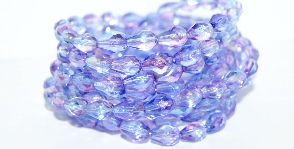 Cut Fire Polished Faceted Drop Pear Glass Beads, Crystal 48102 (30 48102), Glass, Czech Republic