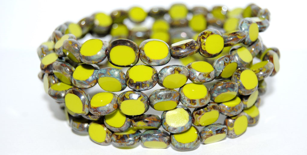 Table Cut Round Candy Beads, Opaque Green 43400 (53400 43400), Glass, Czech Republic