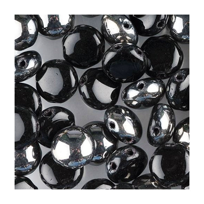 PRECIOSA Candy beads 2-hole round glass cabochon Black Chrom Glass Czech Republic