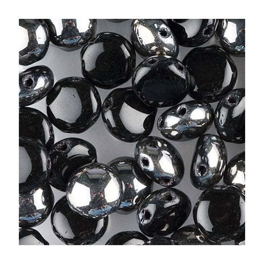 PRECIOSA Candy beads 2-hole round glass cabochon Black Chrom Glass Czech Republic