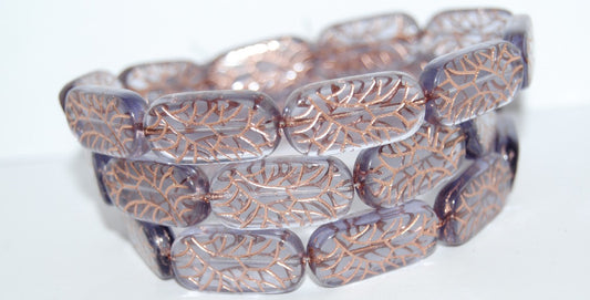 Rectangle With Ornament Pressed Glass Beads, Transparent Light Amethyst 54200 (20210 54200), Glass, Czech Republic