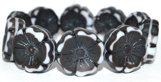 Hawaii Flower Pressed Glass Beads, 17025 Matte (17025 M), Glass, Czech Republic