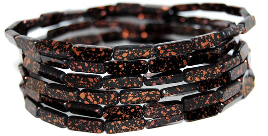 Table Cut Rectangle Beads, Black 94402 (23980 94402), Glass, Czech Republic