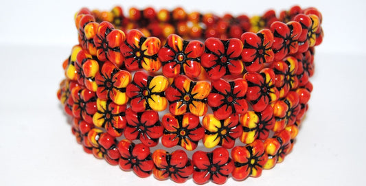 Flower Pressed Glass Beads, (93198312 46769), Glass, Czech Republic