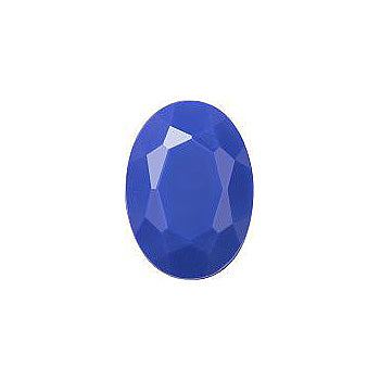 Oval Faceted Flat Back Crystal Glass Stone, Blue 4 Opaque (33060), Czech Republic