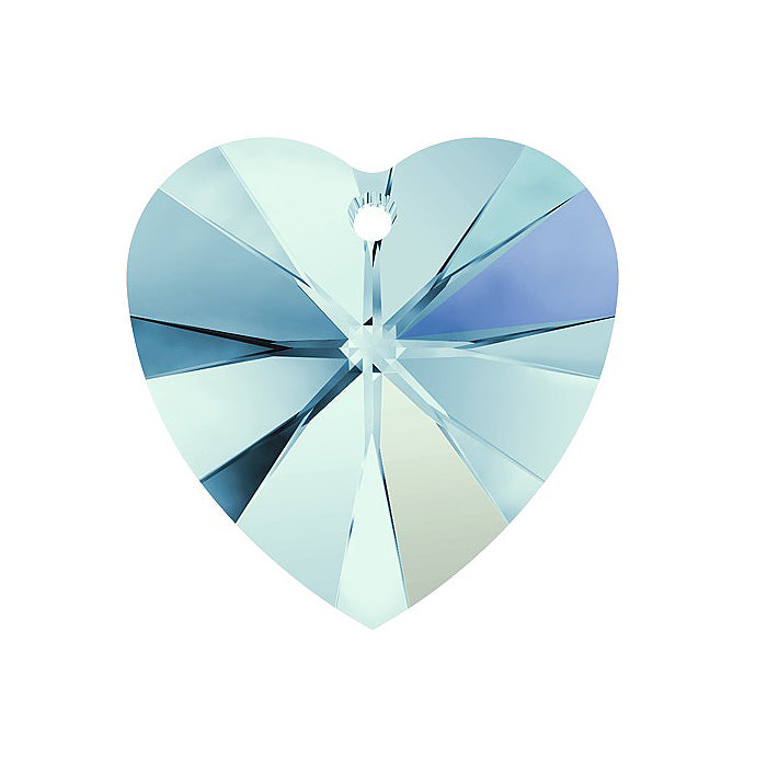 SWAROVSKI ELEMENTS pendant HEART 6228 crystal stone with hole Aquamarine Ab Glass Austria