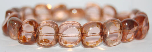 Table Cut Semi-Square Beads With Semi-Round, Transparent Pink 43400 (70110 43400), Glass, Czech Republic