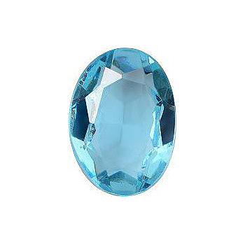 Oval Faceted Pointed Back (Doublets) Crystal Glass Stone, Aqua Blue 1 Transparent (60010), Czech Republic