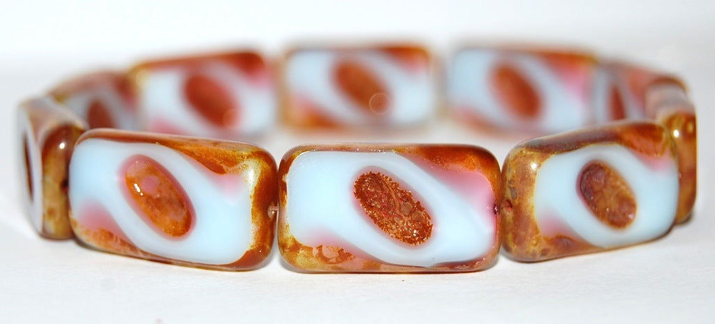 Table Cut Rectangle Beads With Oval, 67713 Travertin (67713 86800), Glass, Czech Republic