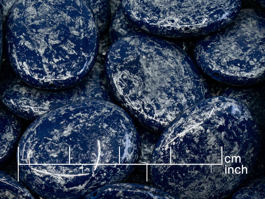 OUTLET 250g Pressed Czech Glass Beads, 26 x 20 mm, Opaque Blue 95501 (111-30534-26x20-33400-95501)