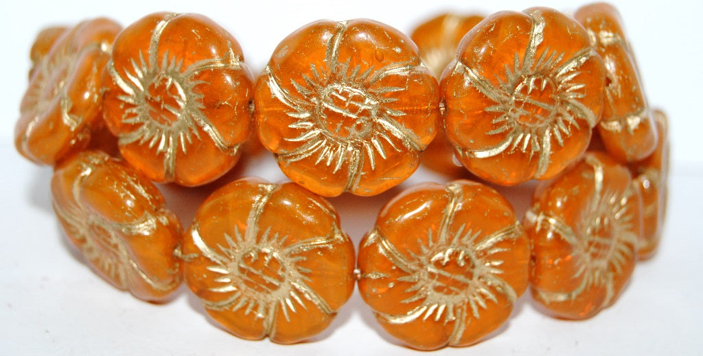 6-Petal Flower Pressed Glass Beads, (81260 54202), Glass, Czech Republic