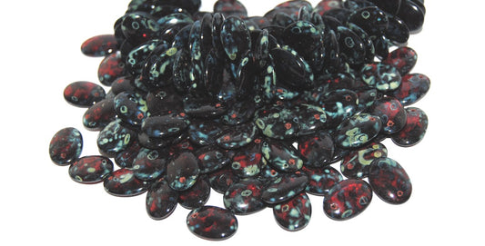 Lentil Flat Oval Pressed Glass Beads, Ruby Red Stain Strong (90080 86805), Glass, Czech Republic