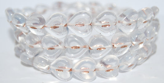 Heart Pressed Glass Beads, (01000B 54200), Glass, Czech Republic
