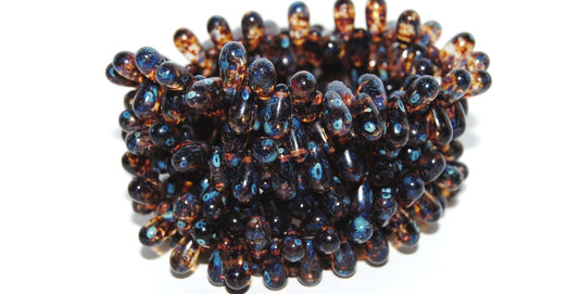 Pear Drop Pressed Glass Beads, Transparent Light Amethyst Stain Strong (20310 86805), Glass, Czech Republic