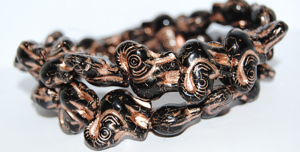 Elephant Animal Pressed Glass Beads, Black 54200 (23980 54200), Glass, Czech Republic