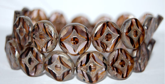 Table Cut Round Beads With Star, (78126 43400), Glass, Czech Republic