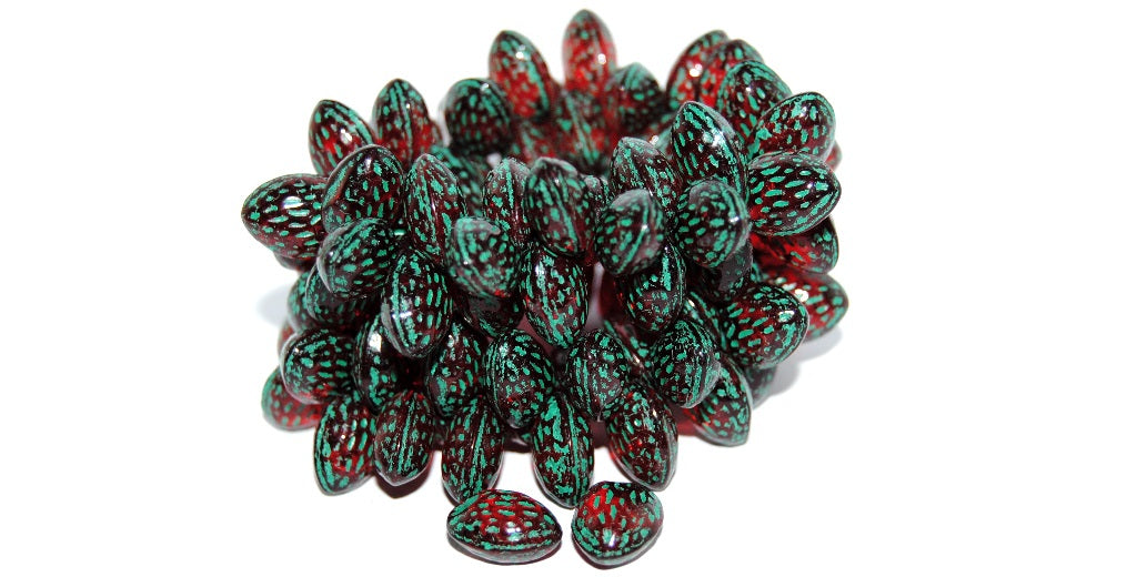 Strawberry Friut Pressed Glass Beads, Ruby Red 46450 (90080 46450), Glass, Czech Republic
