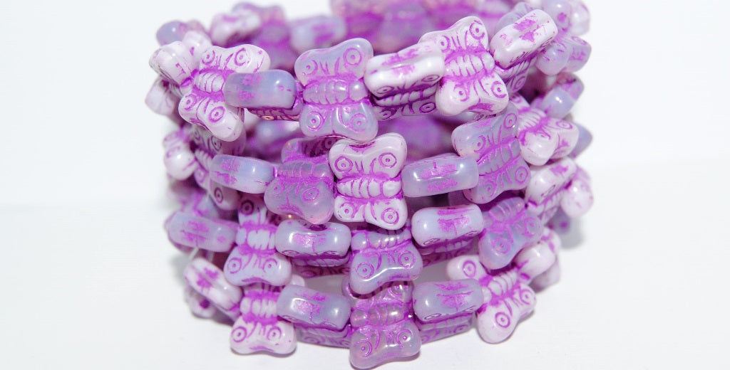 Butterfly Pressed Glass Beads, Mixed Colors Purple 46420 (Mix Purple 46420), Glass, Czech Republic