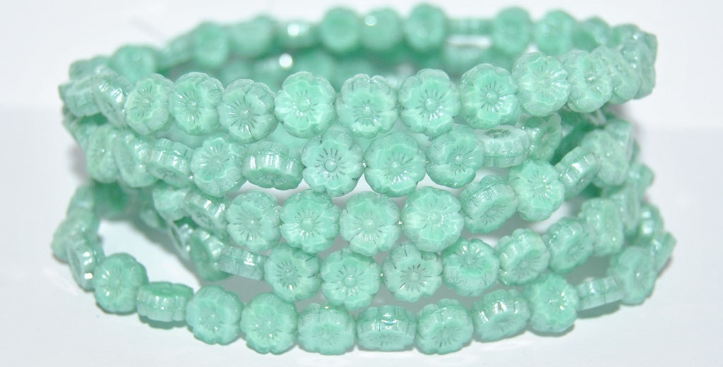 Table Cut Round Beads Hawaii Flowers, 56210 Hematite (56210 14400), Glass, Czech Republic