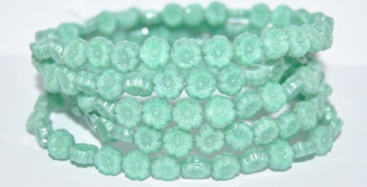 Table Cut Round Beads Hawaii Flowers, 56210 Hematite (56210 14400), Glass, Czech Republic