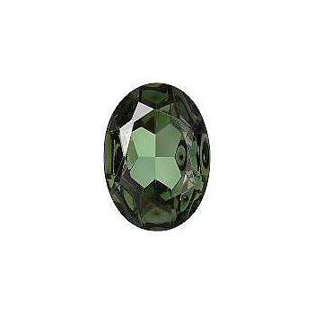 Oval Faceted Pointed Back (Doublets) Crystal Glass Stone, Green 1 Transparent With Chrome (50580-Chr), Czech Republic