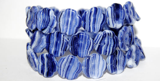 Round Flat Flower Pressed Glass Beads, 35020 (35020), Glass, Czech Republic