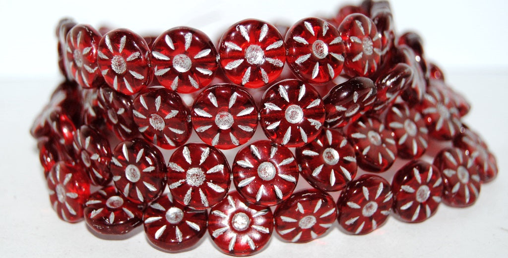 Flower Pressed Glass Beads, (9008090Mix 54201), Glass, Czech Republic