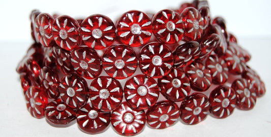 Flower Pressed Glass Beads, (9008090Mix 54201), Glass, Czech Republic