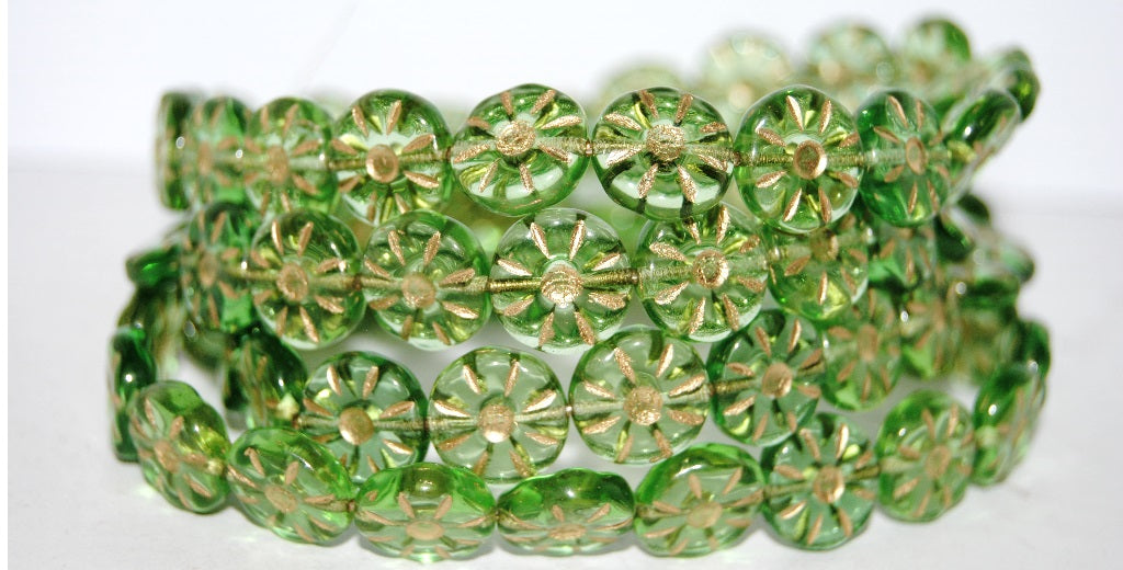 Flower Pressed Glass Beads, (5050010Mix 54202), Glass, Czech Republic