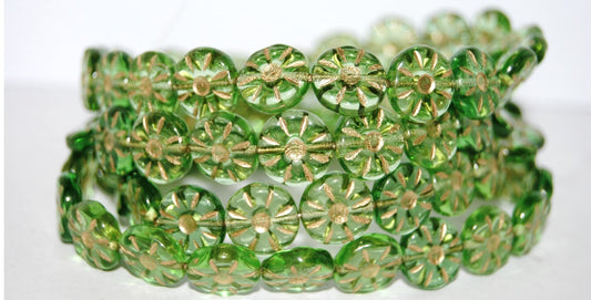 Flower Pressed Glass Beads, (5050010Mix 54202), Glass, Czech Republic