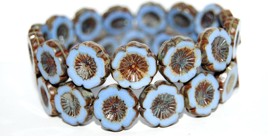 Table Cut Round Beads Hawaii Flowers, (37193 43400), Glass, Czech Republic