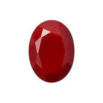 Oval Faceted Pointed Back (Doublets) Crystal Glass Stone, Red 2 Opaque (93202), Czech Republic