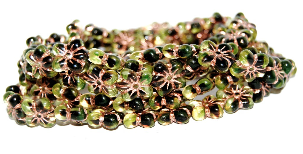 Flower Pressed Glass Beads, (57801 54200), Glass, Czech Republic