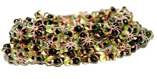 Flower Pressed Glass Beads, (57801 54200), Glass, Czech Republic