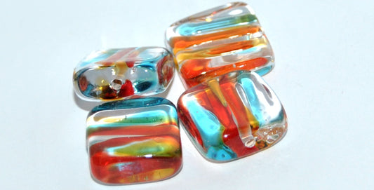 Czech Glass Hand Made Square Lampwork Beads, (K), Glass, Czech Republic